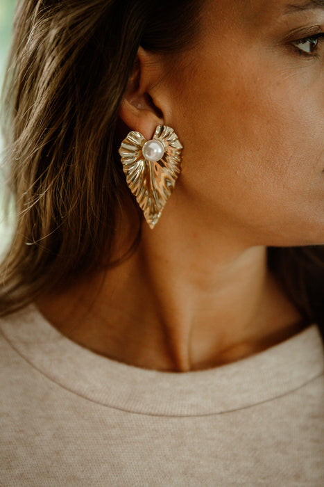 Leaf Pearl Earrings